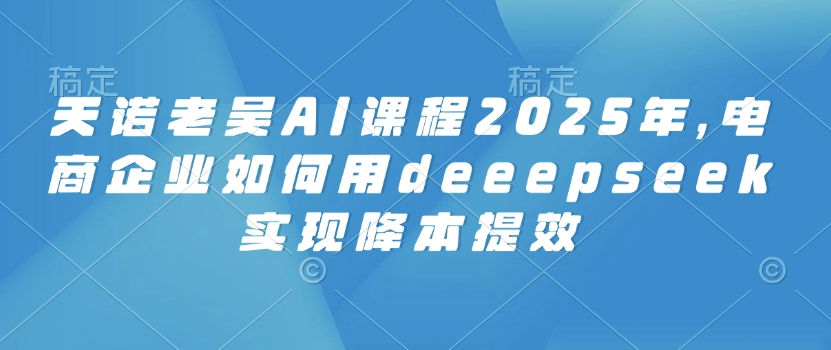 天诺老吴AI课程2025年，电商企业如何用deeepseek实现降本提效_泡桐学堂