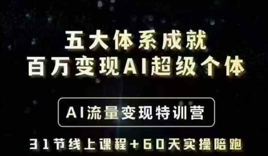 五大体系成就百万变现AI超级个体- AI流量变现特训营，一步一步教你一个人怎么年入百W_泡桐学堂