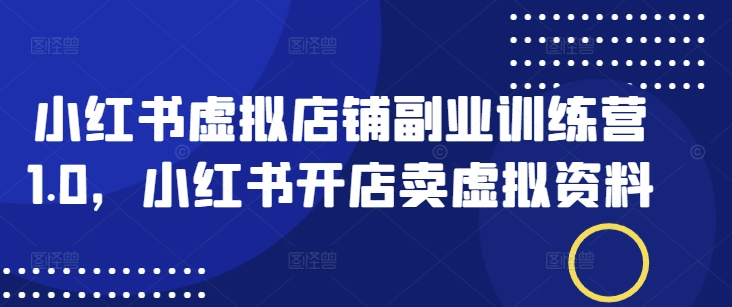 小红书虚拟店铺副业训练营1.0，小红书开店卖虚拟资料_泡桐学堂