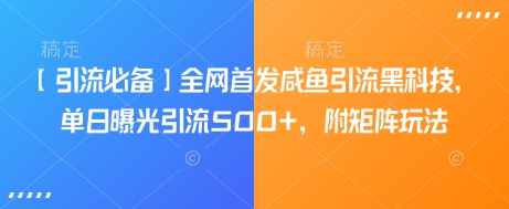 【引流必备】全网首发咸鱼引流黑科技，单日曝光引流500+，附矩阵玩法【揭秘】_泡桐学堂