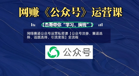 网创赛道公众号运营私密课【公众号注册、赛道选择、话题选择、引流变现】全流程_泡桐学堂