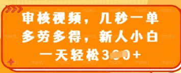 审核视频，几秒一单，多劳多得，新人小白一天轻松3张【揭秘】_泡桐学堂
