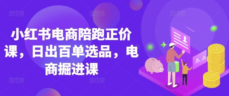 小红书电商陪跑正价课，小红书官方认证电商讲师教学，日出百单选品，电商掘进课_泡桐学堂