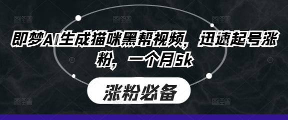 即梦AI生成猫咪黑帮视频，迅速起号涨粉，一个月5k_泡桐学堂
