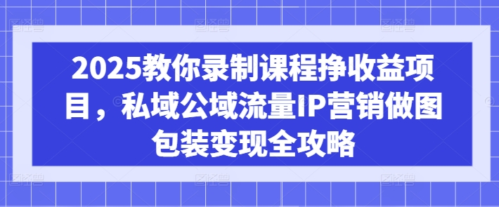2025教你录制课程挣收益项目，私域公域流量IP营销做图包装变现全攻略_泡桐学堂