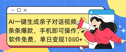 AI一键生成亲子对话视频，条条爆款，一部手机即可操作，单日变现数张_泡桐学堂