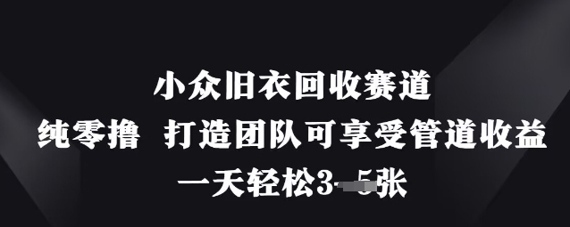 小众旧衣回收赛道，纯零撸 打造团队可享受管道收益，一天轻松3张_泡桐学堂