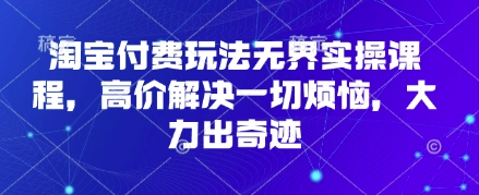 淘宝付费玩法无界实操课程，高价解决一切烦恼，大力出奇迹_泡桐学堂