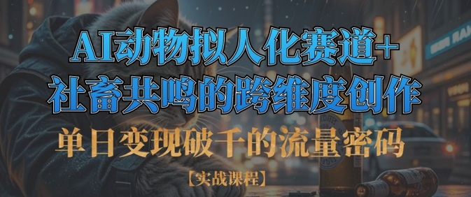 单日变现破千的流量密码，AI动物拟人化赛道+社畜共鸣的跨维度创作_泡桐学堂