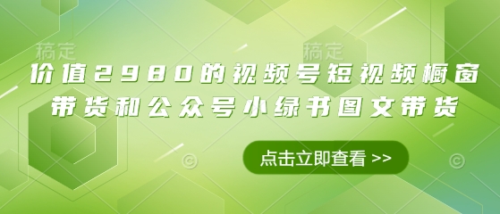 价值2980的视频号短视频橱窗带货和公众号小绿书图文带货_泡桐学堂