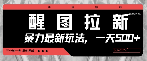 醒图拉新，暴力新玩法，光用手机三分钟制作一条视频，一天轻松5张_泡桐学堂