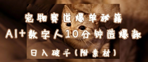 宠物赛道爆单秘籍：AI+数字人10分钟造爆款，日入1k_泡桐学堂