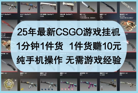 25年最新CSGO游戏挂G，1分钟1件货，1件货挣10元，纯手机操作，无需游戏经验【揭秘】_泡桐学堂