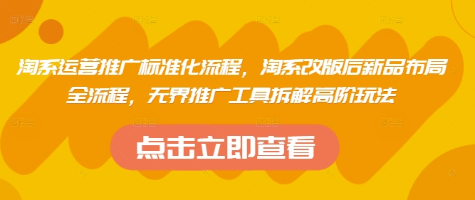 淘系运营推广标准化流程，​淘系改版后新品布局全流程，无界推广工具拆解高阶玩法_泡桐学堂