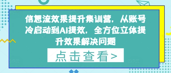 信息流效果提升集训营，从账号冷启动到AI提效，全方位立体提升效果解决问题_泡桐学堂