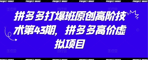 拼多多打爆班原创高阶技术第43期，拼多多高价虚拟项目_泡桐学堂
