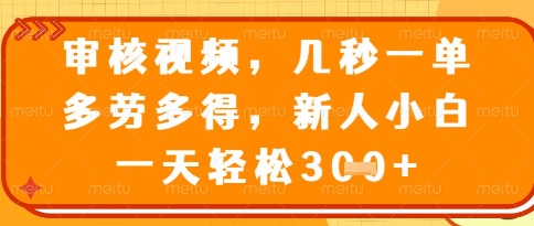 视频审核员，几秒一单，不限时间，不限地点，多做多得，新人小白一天轻松几张+【揭秘】_泡桐学堂