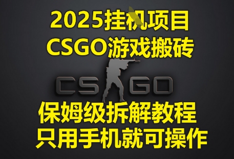 2025挂G项目，CSGO游戏搬砖，保姆级拆解教程，只用手机就可操作【揭秘】_泡桐学堂