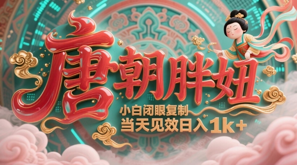 用AI克隆“唐朝胖妞”日更3条，平台疯狂推流，小白闭眼复制，当天见效，日入1k+_泡桐学堂