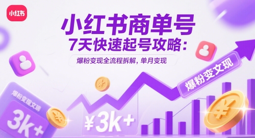 小红书商单号7天快速起号攻略：爆粉变现全流程拆解，单月变现3k+_泡桐学堂