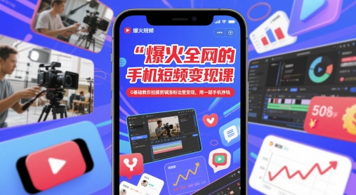 爆火全网的手机短视频变现课，0基础教你拍摄剪辑涨粉运营变现，用一部手机挣钱_泡桐学堂