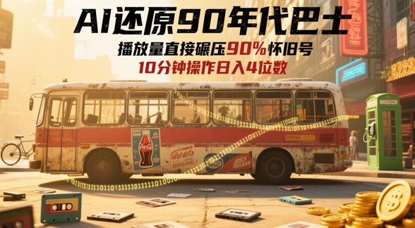 AI还原90年代巴士，一帧就让70后泪崩，播放量直接碾压90%怀旧号，每天操作十分钟，日入四位数_泡桐学堂