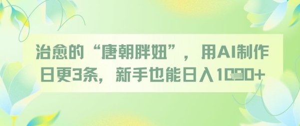 治愈的“唐朝胖妞”，用AI制作日更3条，新手也能日入多张_泡桐学堂
