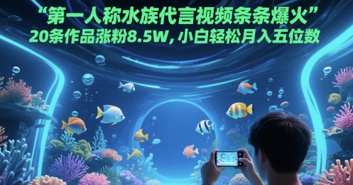 第一人称水族代言视频条条爆火，20条作品涨粉8.5W，小白轻松月入五位数_泡桐学堂