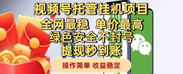视频号托管挂G项目全网最稳，单价最高，绿色安全不封号提现秒到账，操作简单，收益稳定【揭秘】_泡桐学堂