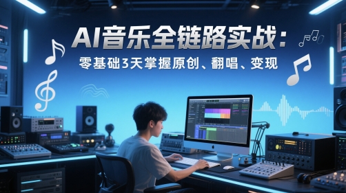 AI音乐全链路实战变现课：零基础3天掌握原创、翻唱、变现_泡桐学堂