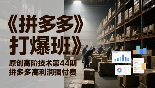 《拼多多打爆班》原创高阶技术第44期，拼多多高利润强付费_泡桐学堂