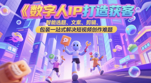 数字人IP打造获客变现实操课，智能选题、文案、剪辑、包装一站式解决短视频创作难题_泡桐学堂