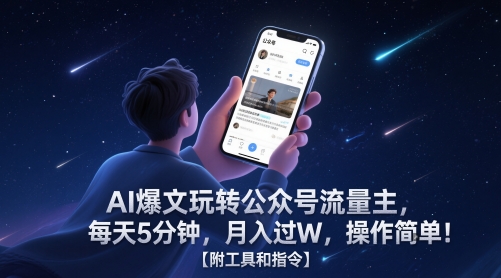 AI爆文玩转公众号流量主，每天5分钟，月入过W，操作简单！【附工具和指令】_泡桐学堂