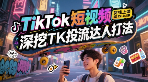 TikTok短视频带货线上课，深挖TK投流达人打法_泡桐学堂