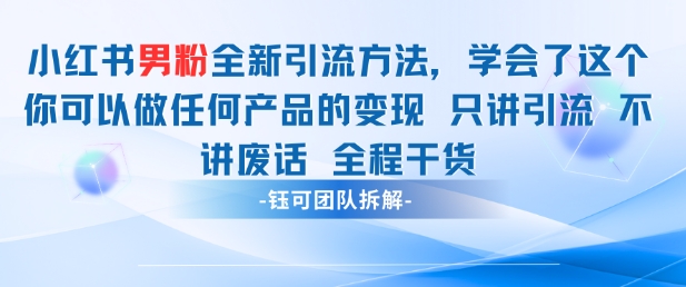 小红书男粉引流 学会了这个变现很容易，不讲废话全程针对男人的打法 全程干货_泡桐学堂