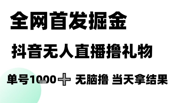 全网首发掘金抖音无人直播撸礼物，单号1k +无脑撸，当天拿结果【揭秘】_泡桐学堂