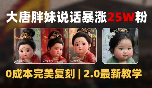 AI大唐胖贵妃说话2.0，40条视频暴涨40w粉，附独家变现攻略_泡桐学堂