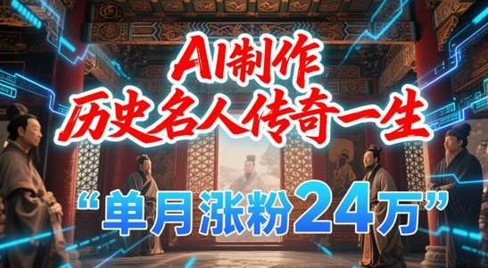 暴力起号！用AI制作历史名人传奇一生，单月涨粉24W，涨粉+变现赛道黑马来了_泡桐学堂