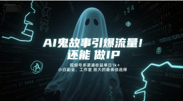 AI鬼故事引爆流量，还能做IP，视频号多渠道收益单日1k+，小白副业、工作室放大的最佳选择_泡桐学堂