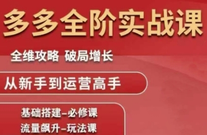 拼多多全阶实战课程，全维攻略，破局增长，从新手到运营高手_泡桐学堂