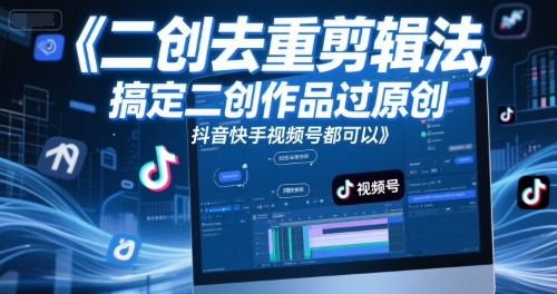短视频二创去重剪辑法，搞定二创作品过原创，抖音快手视频号都可以_泡桐学堂