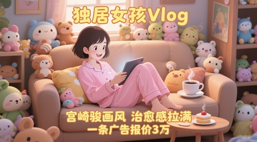 单个账号涨粉71W！用AI制作独居女孩Vlog，宫崎骏画风，治愈感拉满，一条广告报价3W_泡桐学堂