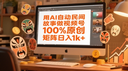 用AI自动民间故事做视频号，100%原创，矩阵日入1k+_泡桐学堂