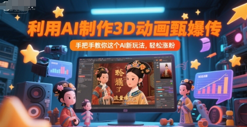 利用AI制作3D动画甄嬛传，流量爆了，手把手教你这个AI新玩法，轻松涨粉_泡桐学堂