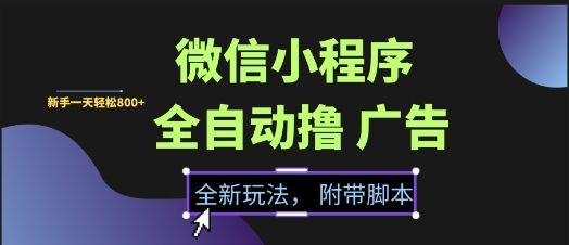 微信小程序全自动撸广告项目，彻底解决没流量的问题，新手一天8张+【揭秘】_泡桐学堂