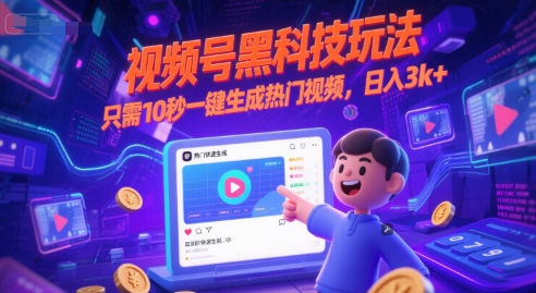 视频号黑科技玩法，只需10秒一键生成热门视频，日入3k+【揭秘】_泡桐学堂