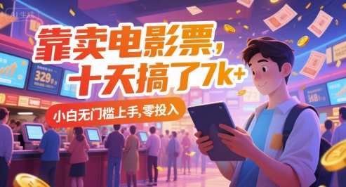 靠卖电影票，十天搞了7k+，小白无门槛上手，零投入【揭秘】_泡桐学堂
