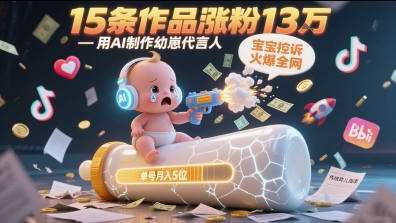 用AI制作幼崽代言人，宝宝的控诉火爆全网，15条作品涨粉13W，单号月入5位数实操教程_泡桐学堂