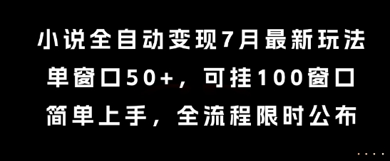 小说全自动变现7月玩法，单窗口50+，可挂100窗口，简单上手，全流程限时公布【揭秘】_泡桐学堂