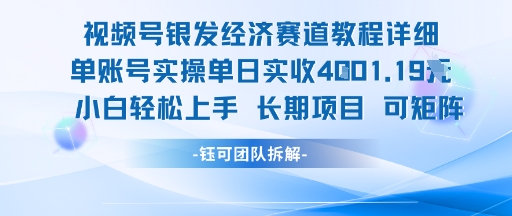 视频号银发经济赛道单账号实操单日实收1k+，小白轻松上手长期项目_泡桐学堂